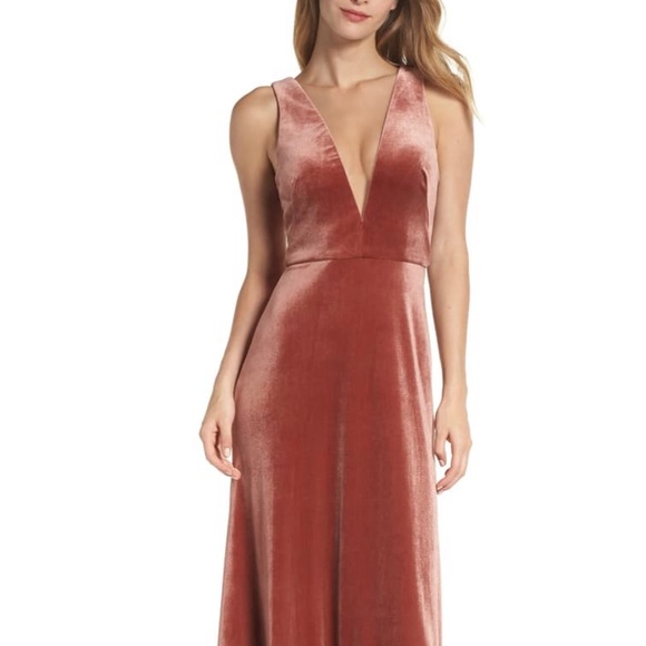 Jenny Yoo Dresses & Skirts - Jenny Yoo Plunging V Neck Velvet Gown
